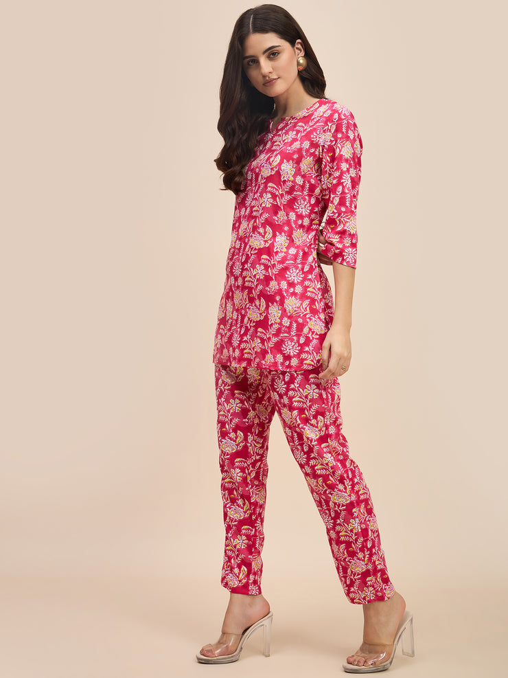 Floral Pink Cotton Co-ord Set