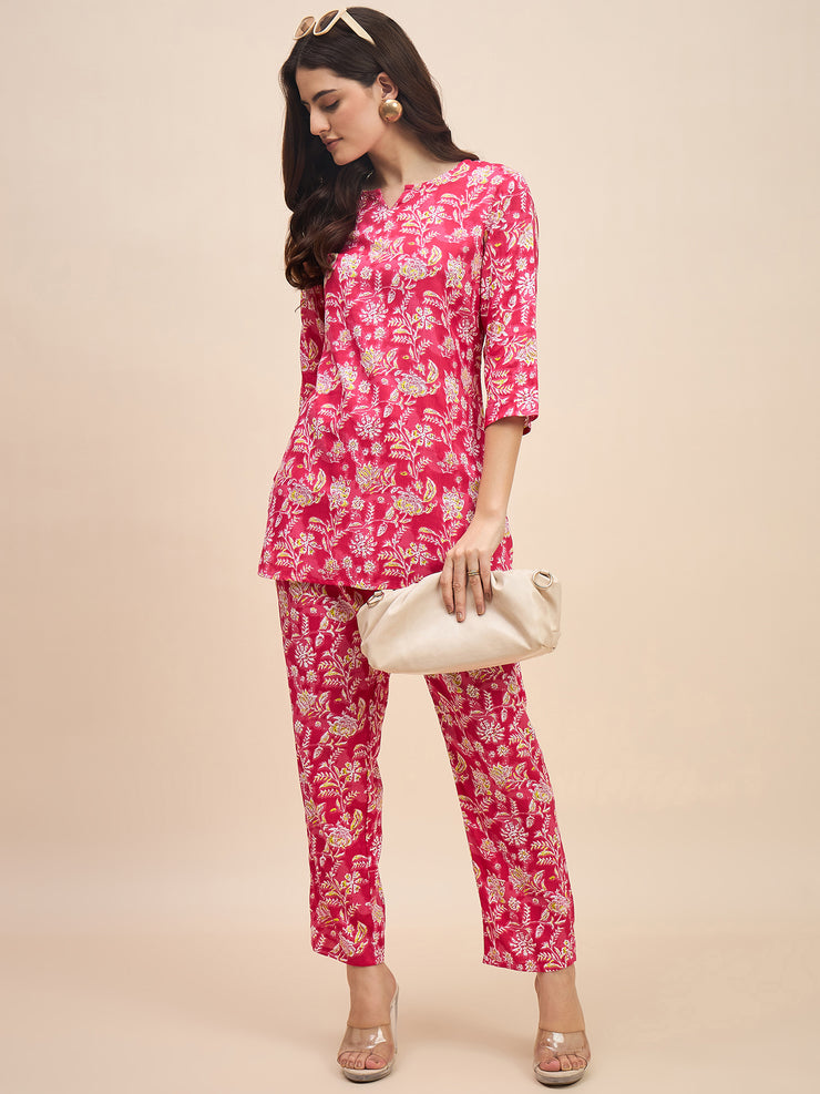 Floral Pink Cotton Co-ord Set