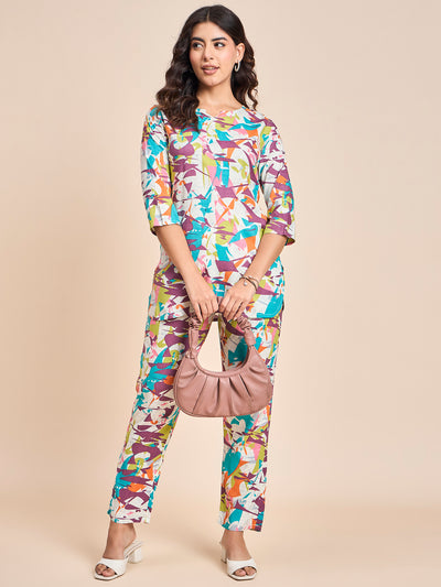 Stylish Women's Multicolor Cotton Co-ord Set