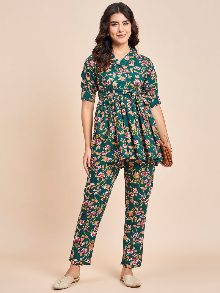 Stylish Women's Floral Printed Cotton Co-ord Set