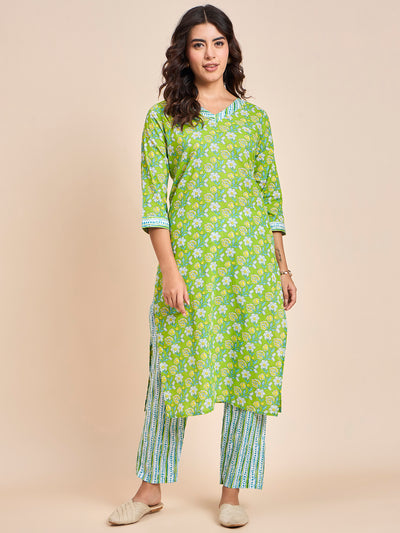 Stylish Women's Green Cotton Co-ord Set