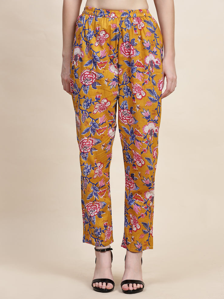 Stylish Mustard Floral Cotton Co-ord Set