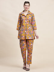 Stylish Mustard Floral Cotton Co-ord Set