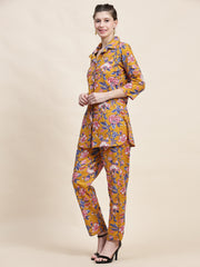 Stylish Mustard Floral Cotton Co-ord Set