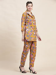 Stylish Mustard Floral Cotton Co-ord Set