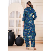 Truvon Fashions Women Cotton Printed Kurta with Pant (DN13) (Blue)