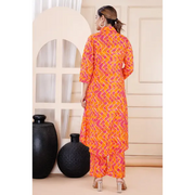 Truvon Fashions Women Cotton Printed Kurta with Pant (DN12) (Orange)