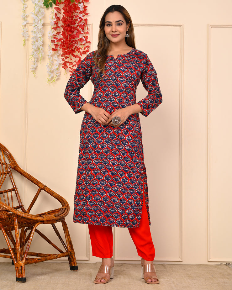 Truvon Fashions Women Cotton Printed Kurta with Pant (DN05)