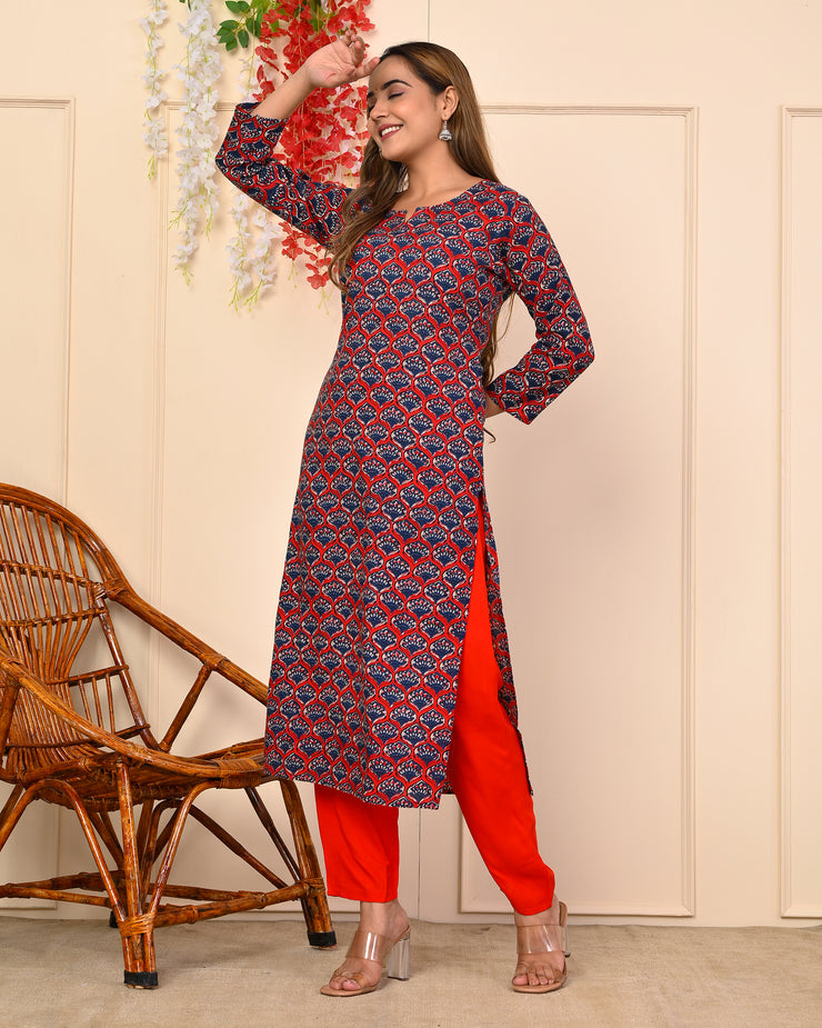 Truvon Fashions Women Cotton Printed Kurta with Pant (DN05)