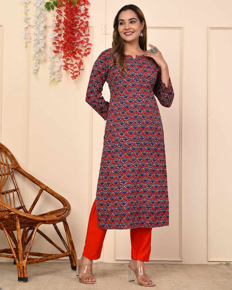 Truvon Fashions Women Cotton Printed Kurta with Pant (DN05)