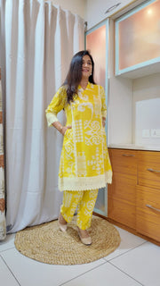 Vibrant Yellow Cotton Coord set