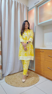 Vibrant Yellow Cotton Coord set