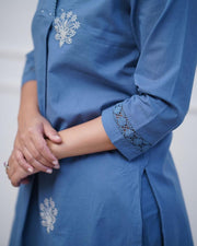 Beautiful embroidery Blue Coord Set