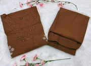 Beautiful embroidery Brown Coord Set