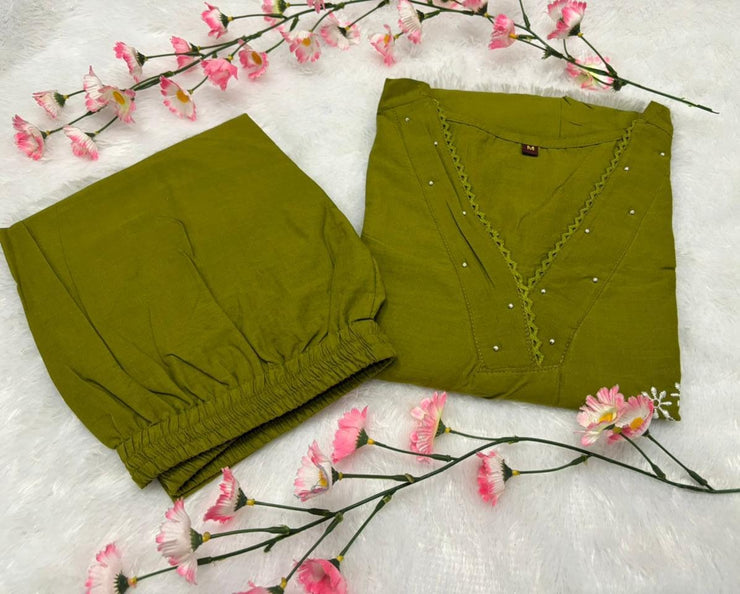 Beautiful embroidery Green Coord Set