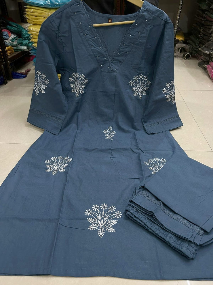 Beautiful embroidery Blue Coord Set