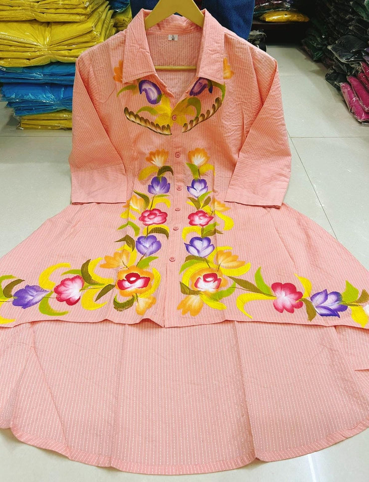 Premium Peach Cotton Coord Set