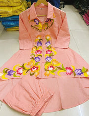 Premium Peach Cotton Coord Set