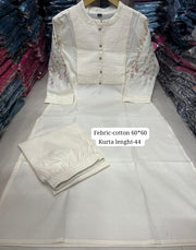 Beautiful White Embroidery Coord Set