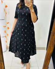 Black Ikat Button-Down Coord Set