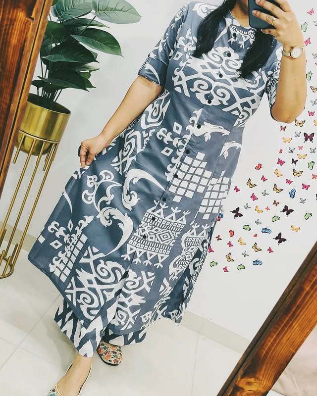Elegance Grey Cotton Coord Set