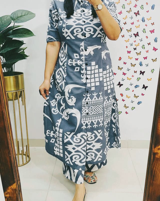 Elegance Grey Cotton Coord Set