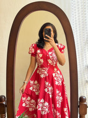 Stunning Red Cotton Summer Dress
