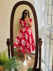 Stunning Red Cotton Summer Dress