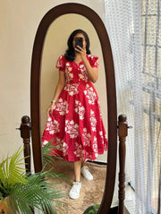 Stunning Red Cotton Summer Dress