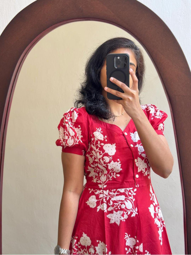 Stunning Red Cotton Summer Dress