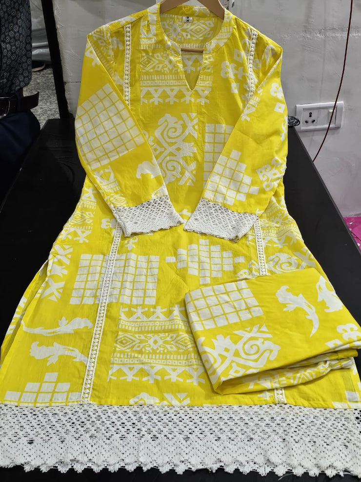 Vibrant Yellow Cotton Coord set